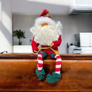 Vintage Shelf Sitter SANTA CLAUSE Elf Magic Bendable Christmas 6"